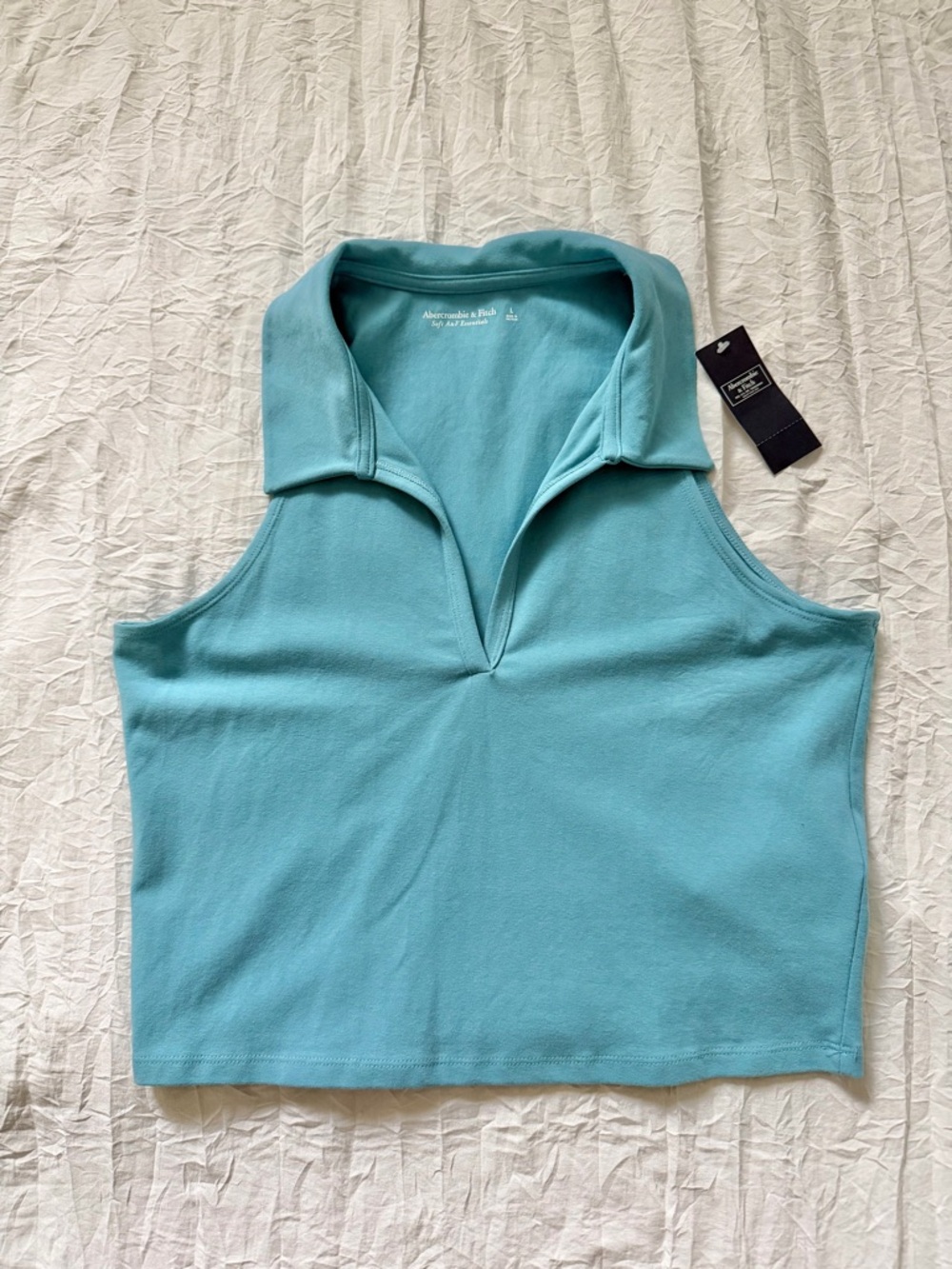 NWT Abercrombie & Fitch Sleeveless Polo Tank Top - Aqua Blue